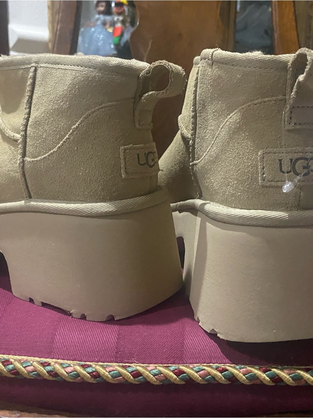 UGG Platform Ankle Boots in Tan Suede